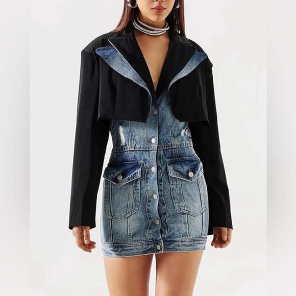 NEW WOMEN’S BLAZER DENIM DRESS - Picture 1 of 7